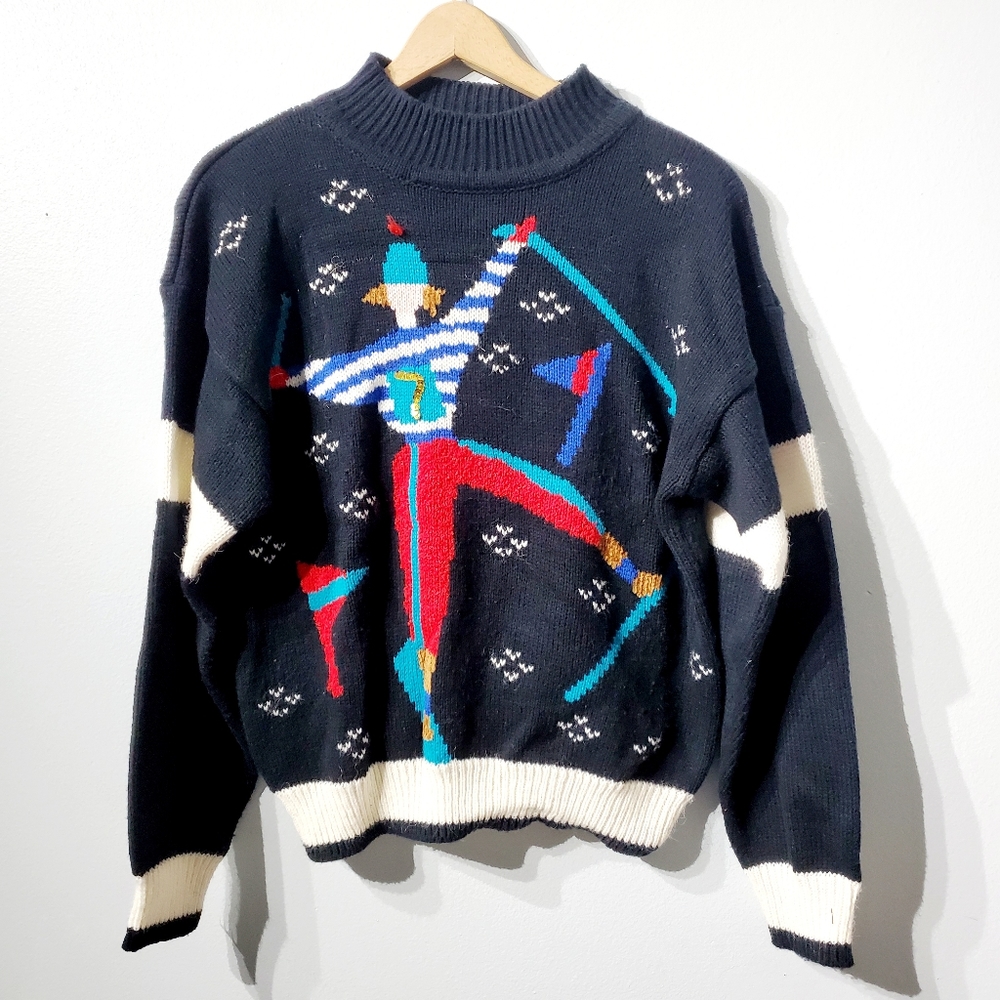 Vinatge 90s Spice It Up Winter Ski Sweater Medium